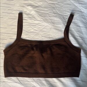 Brown Knit Crop Top